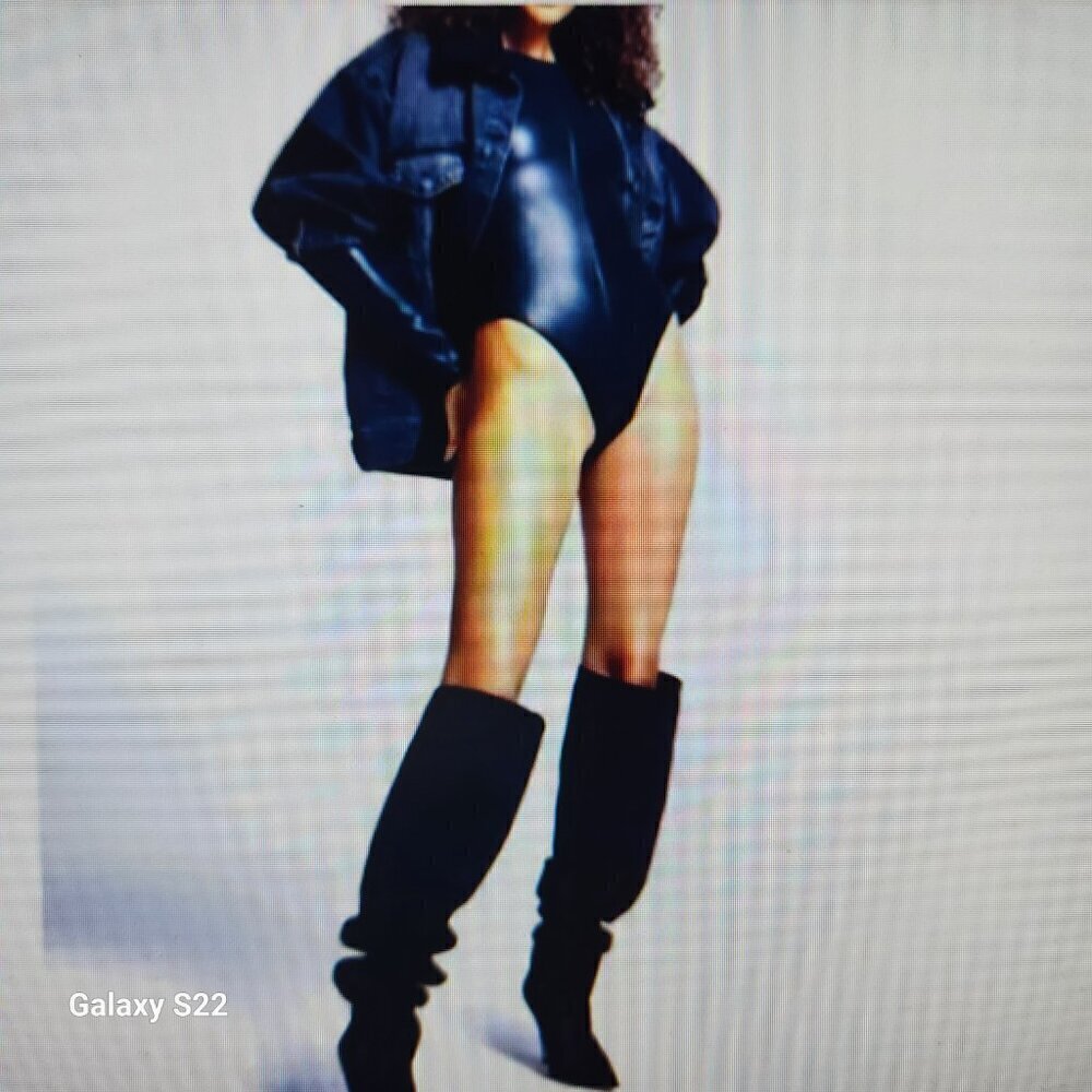 Good American Boots Womens Over the Knee Slouch Suede Black Goth RockerCore